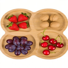 Plateau de service en bambou pour gâteaux, fruits, noix et bonbons, 1 pièce, 19,5 x 19,5 cm