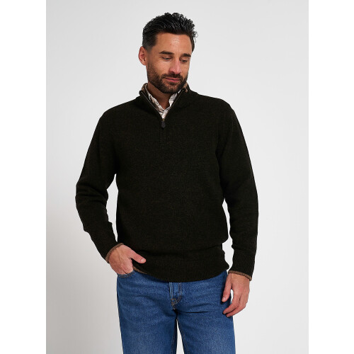JACK PYKE Jack Pyke Ashcombe 100% Lambswool Zip Knit Jumper Pullover Deep Olive X-Large