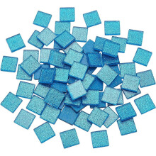 Blue Glass Mosaic Tiles 0.8 Inch Square 72 Pieces