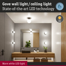 Paulmann 71072 LED ceiling luminaire Selection Bathroom Gove IP44 3000K 900lm 230V 9W black matt, satin bathroom luminaire