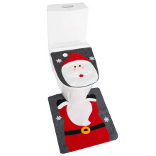 Ensemble de housse et tapis de siège de toilette de Noël, 2 pièces, motif Père Noël, rennes et bonhomme de neige, en tissu, non électrique,