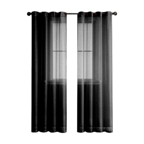 Voile-Gardinen, halbtransparent, aquablau, Leinenstruktur 1