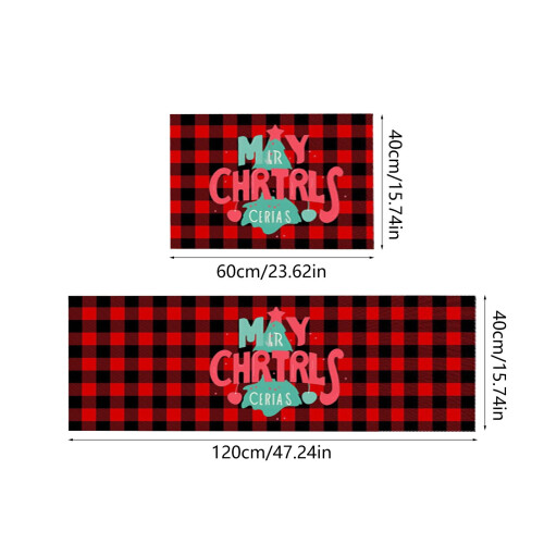 Christmas kitchen rug set non-slip washable 2 pcs 2