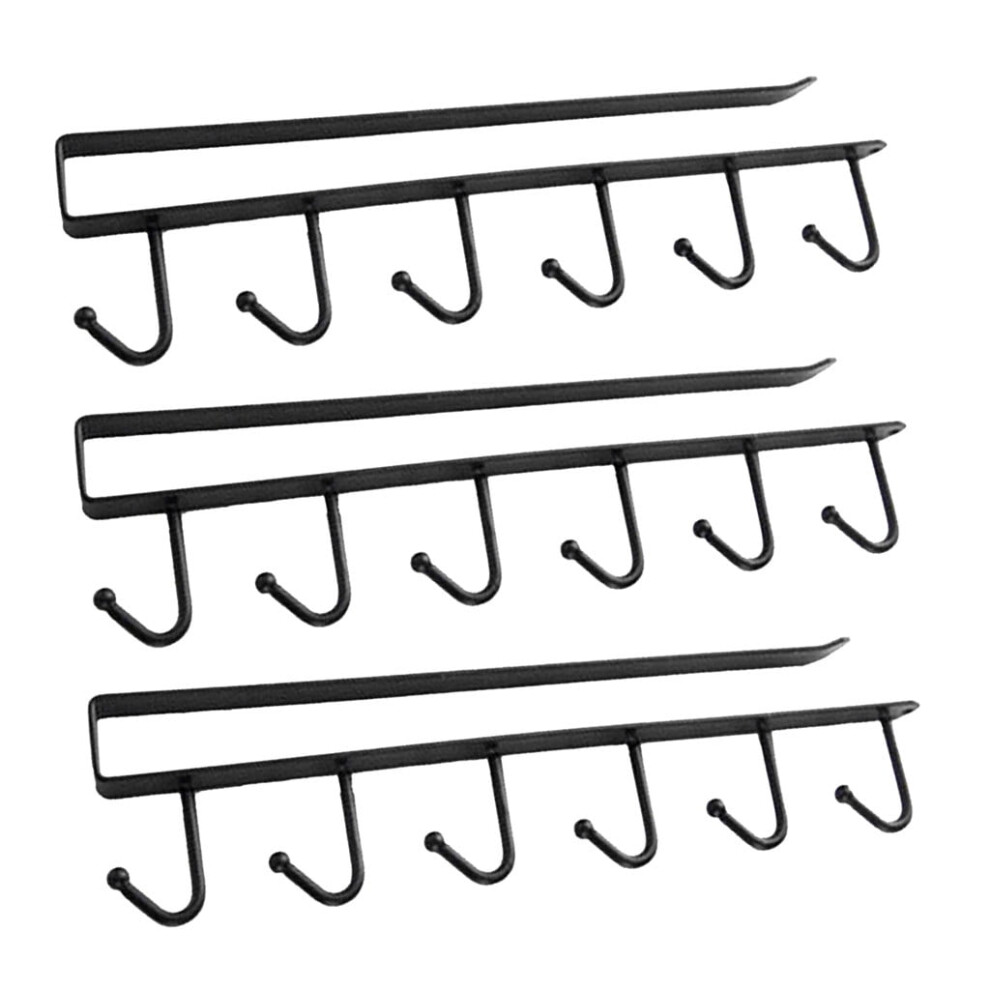 Yuehao Under-Cabinet Hook Rack Black Iron 3 Pcs 9336866752922