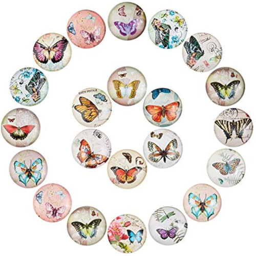 Glass Cabochons Butterfly Print 25mm Flatback 100 pcs 1