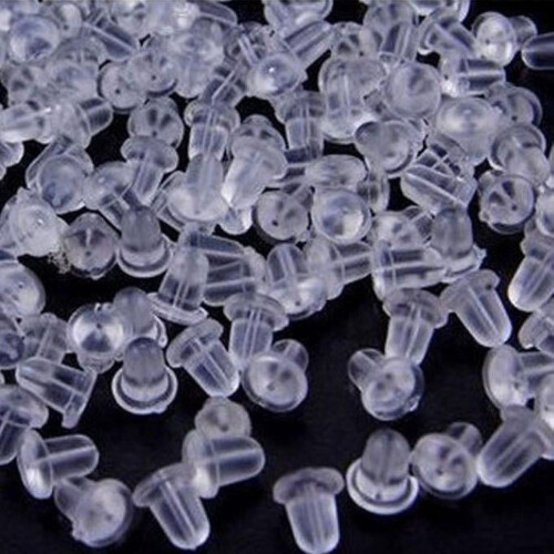 Earrings Back Stopper Soft Rubber Clear 100 pcs