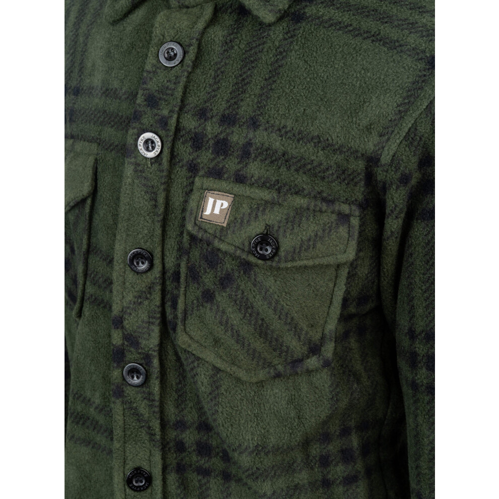 Jack Pyke Junior Polar Fleece Shirt Green Check X-Large