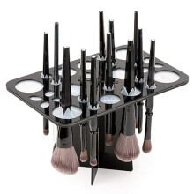 Acrylic makeup brush drying rack black 28-slot