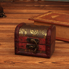 Vintage Wooden Jewelry Box with Mini Metal Lock