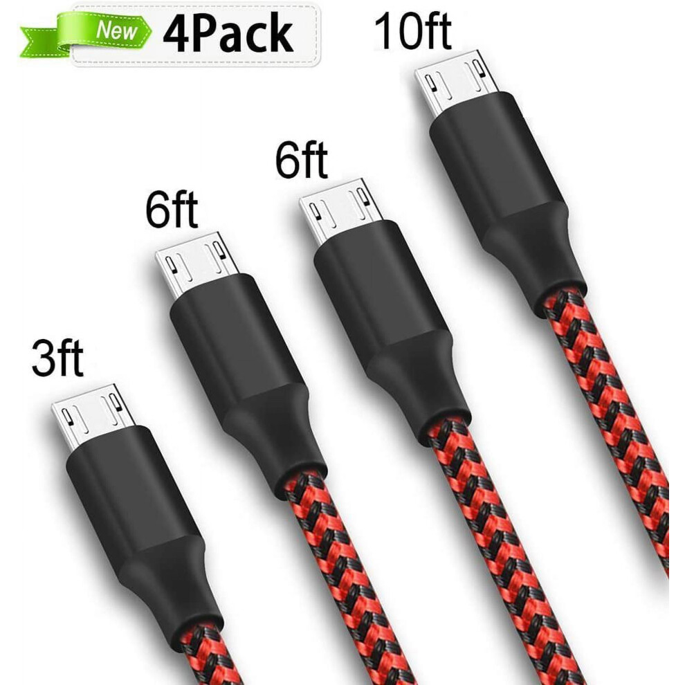 Micro Usb 2.0 Cable Pack 4 Pcs 3Ft 6Ft 6Ft 10Ft 9336866755053