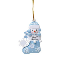 Baby's First Christmas Ornament Personalized Blue 2.36" x
