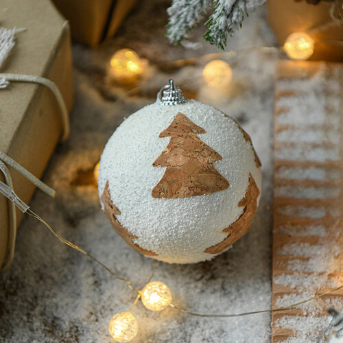 Christmas Ball Decoration White Foam 8cm