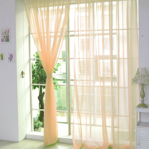 Beige sheer tulle curtain panel 100x200 cm 1 piece 2