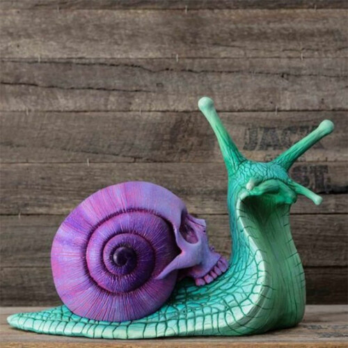 Snail Skull Sculpture Gothic Patio Figurine 1 pc 2