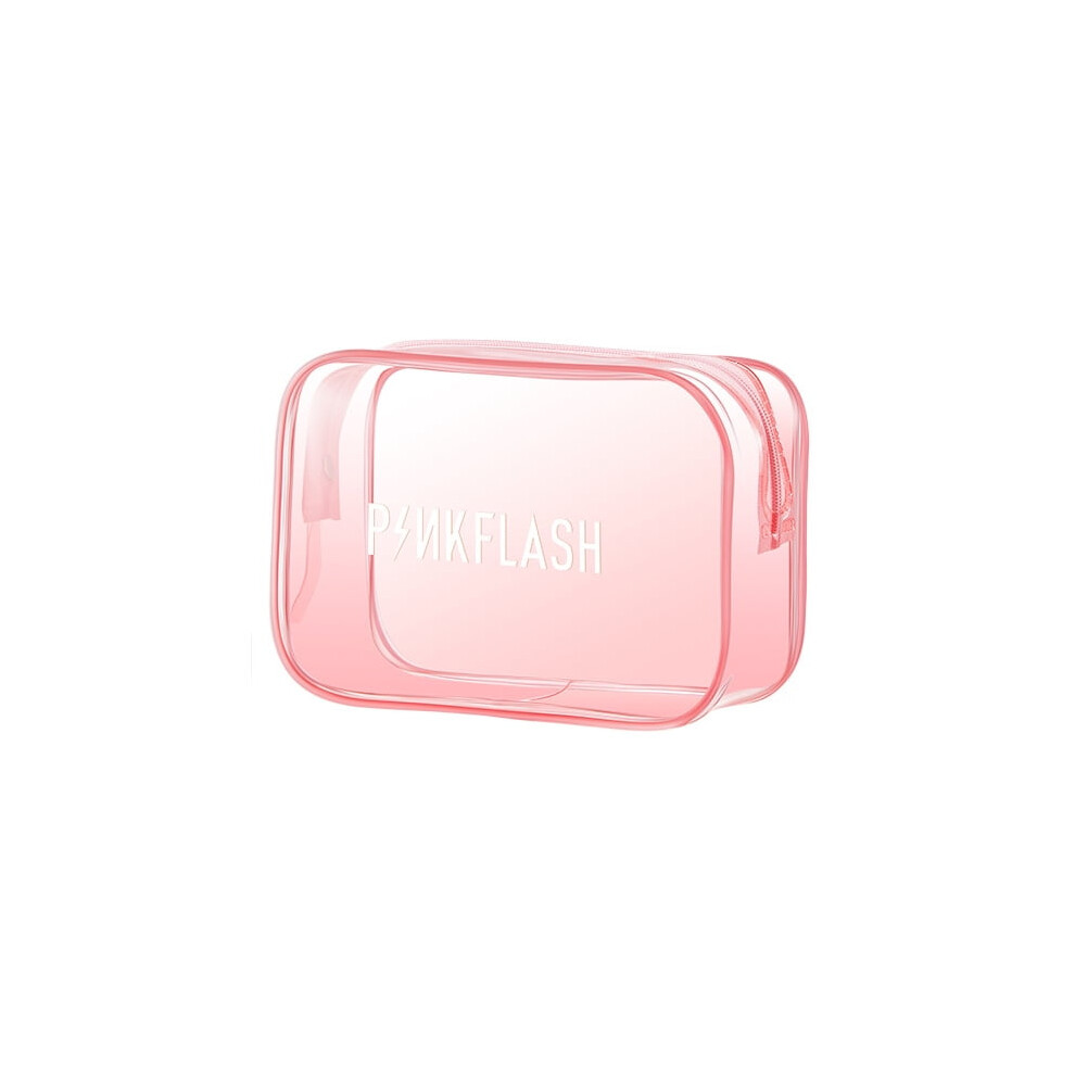 Cosmetic Bag Transparent Pink Large Zipper 1 Pc
