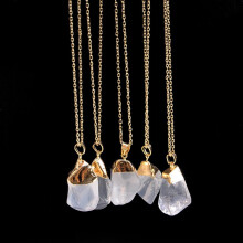 Quartz Pendant Necklace Gold Plated Natural Stone