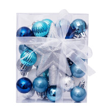 Blue Shatterproof Christmas Ball Ornaments 30 pcs