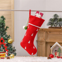 Red Knit Christmas Stocking Rustic Farmhouse 18 inch