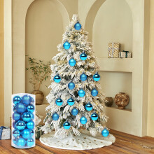 Sky Blue Mini Christmas Ball Ornaments Plastic 24pcs