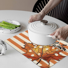 Thanksgiving placemats autumn pumpkins maple leaves 12x18