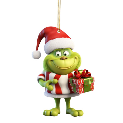 Χριστουγεννιάτικο Στολίδι Grinch Ακρυλικό Πράσινο Μαύρο Μονής Όψης 1