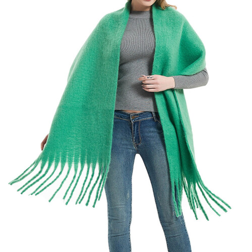 Extra grote, warme wintersjaal voor dames, effen kleur. 2