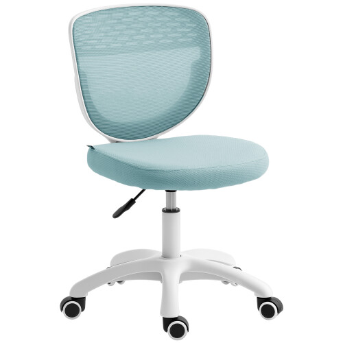Homcom HOMCOM Armless Office Chair with Mesh Back, Light Blue 1