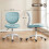 Homcom HOMCOM Armless Office Chair with Mesh Back, Light Blue 3