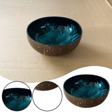 Bol en noix de coco bleu - Grande promotion ! Bol décoratif pour clés, bonbons, décoration intérieure, console d'entrée - Liquidation de bols de
