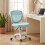 Homcom HOMCOM Armless Office Chair with Mesh Back, Light Blue 1