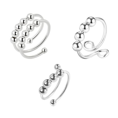 INF Justerbar Anti-Stress Ring i Koppar, 3-pack Silver