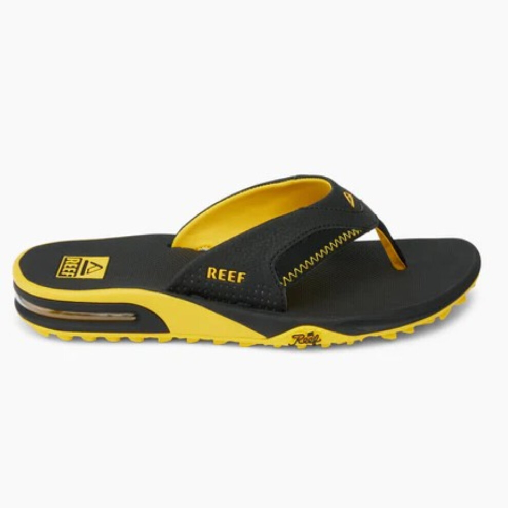Reef (11 Uk, Black/Yellow) Mens Fanning Pregame Flip Flops