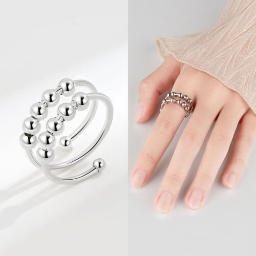 INF Justerbar Anti-Stress Ring i Koppar, 3-pack Silver 2