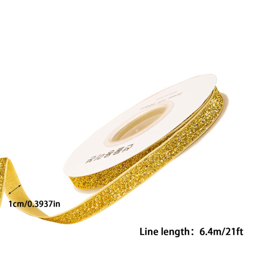 Κορδέλα Honeeladyy Gold Glitter 6,4μ/21ft για συσκευασία δώρου, χειροτεχνίες, διακόσμηση γάμου, 2