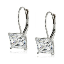 Crystal leverback earrings 18k white gold plated 2.50 ct tw