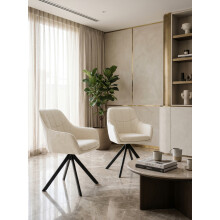 (Cream, Set of 2) GOEURVANT Swivel Dining Chairs