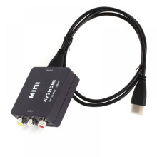 RCA naar HDMI-converter, 1080p AV naar HDMI-adapter voor tv/pc/PS3/settopbox/Xbox/VHS/dvd, compatibel met PAL/NTSC.