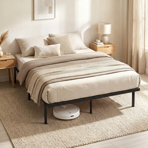 Homcom (L) HOMCOM Bed Frame with Underbed Storage, No Box Spring Needed