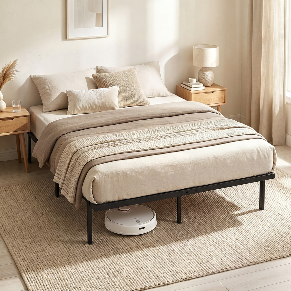 Homcom (L) Bed Frame With Underbed Storage, No Box Spring Needed