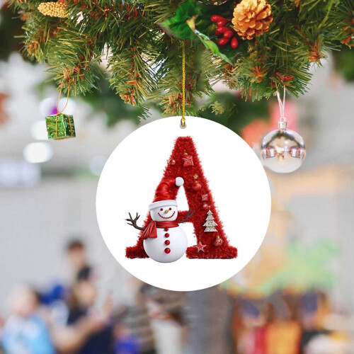 26-Letter Christmas Ornaments Red White Tree Pendant 1
