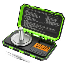 (Green) 0.001g 50g Mini Digital Scale Jewelry Milligram Scales Portable Kitchen Baking Scale with Calibration Weight
