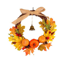 Couronne d'automne EQWLJWE15,7" pour porte d'entrée, décoration d'automne pour Thanksgiving avec citrouille, décoration extérieure pour la maison