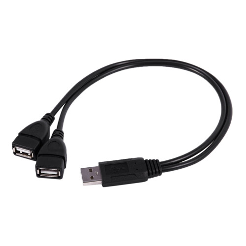 Καλώδιο τροφοδοσίας USB2.0A αρσενικό σε 2 διπλές θηλυκές υποδοχές USB με υποδοχή Y για 2
