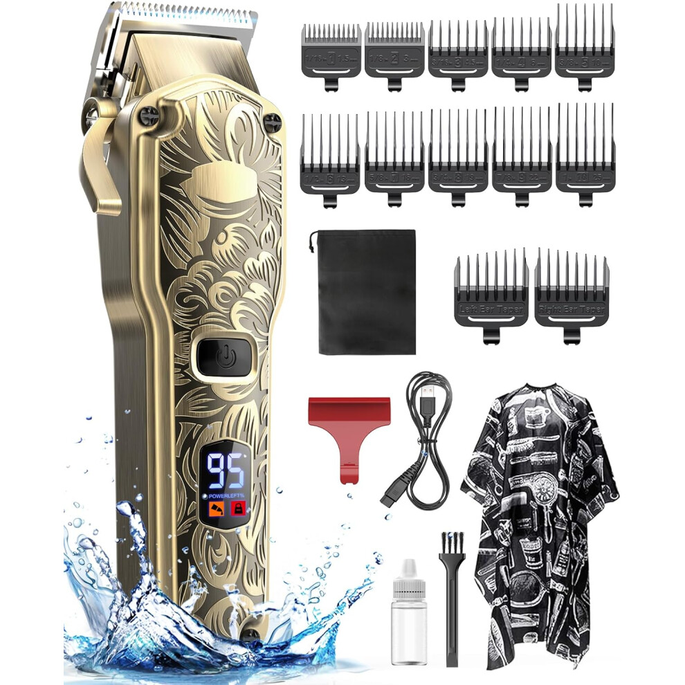 Photos - Hair Clipper  for Men, Cordless Professional Hair Trimmer, IPX7 Waterproof Barber Clipper Kit with USB Rechargeable
