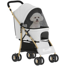 Carrinho para animais de estimação cinza claro com capota ajustável, 80 cm