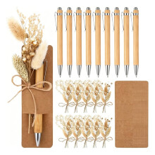 Kleine Cadeautjes, 10 Balpennen, Boeket Droogbloemen, Afscheidscadeau voor de Leraar (10 Potloden + Kaart + Droogbloemen)