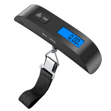 (Black) 50kg/10g Portable Luggage Scale LCD Digital Electronic Suitcase Scale Handled Travel Bag Weighting Fish Hook Hanging Scale