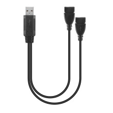 Cabo adaptador de alimentação com divisor em Y USB 2.0A macho para 2 USB fêmea.