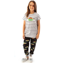 (14-15 Years) Friends Short Sleeve Long Leg Pyjama Set (Unisex Kids White)