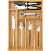Organisateur de tiroir en bambou pour couverts, cuillères et ustensiles de cuisine